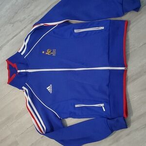 adidas Blue Track Jacket with Red and White Accents